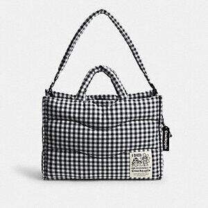 Coachtopia Loop Tote In Recycled Polyester With Gingham Pattern